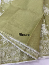 Premium Soft kota silk saree with chikankari embroidery MS9054 PastelGreen