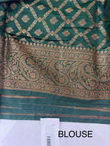 Banarasi warm silk saree with brocade blouse MS12165 BottleGreen