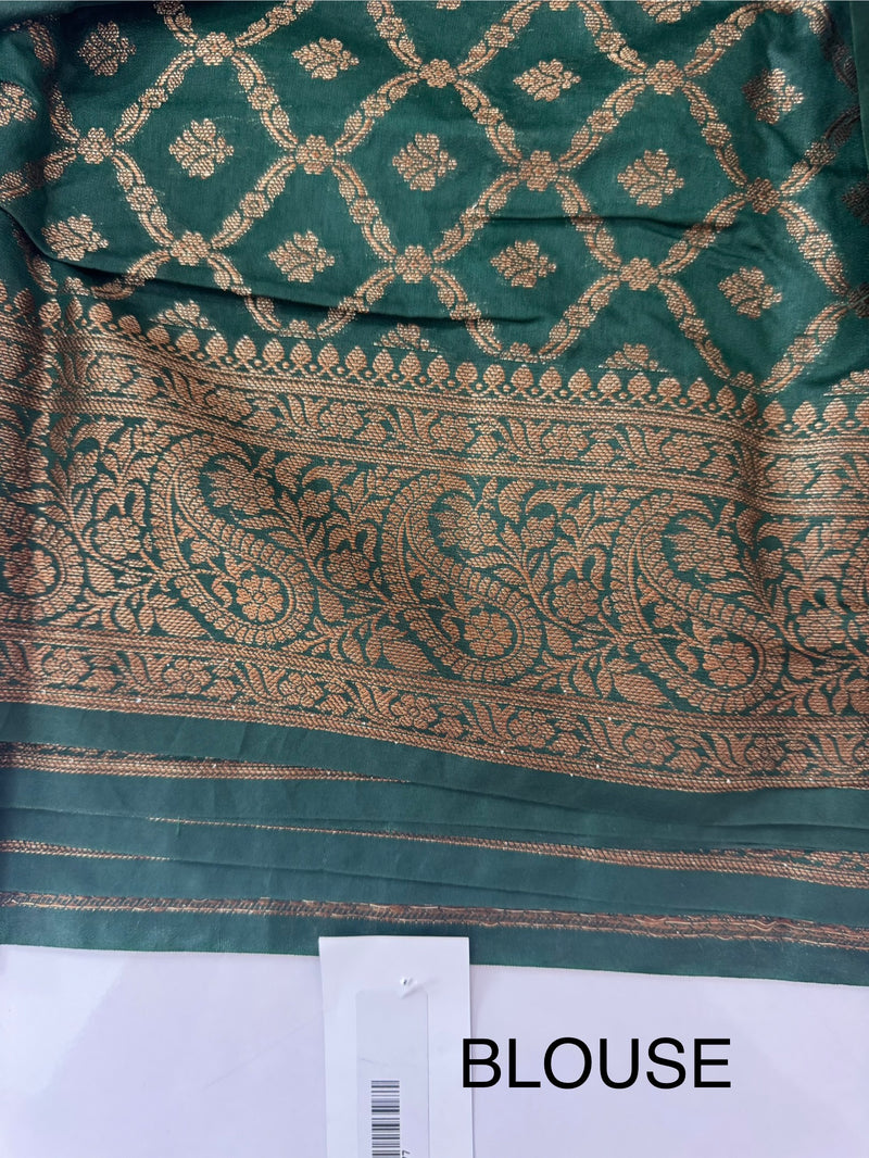 Banarasi warm silk saree with brocade blouse MS12165 BottleGreen