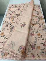 Silky kota saree with cross stitch embroidery MS9832 PastelPeach