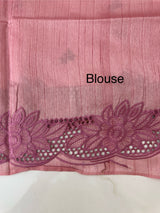 Blended tussar saree with cutwork SSPNMNR- Pink