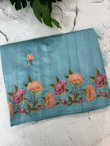 Art tussar saree with embroidery MST677 LightBlue