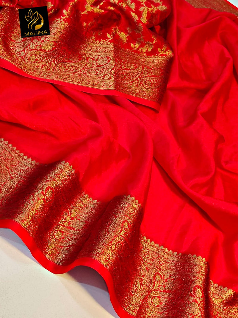 Soft dola silk saree with brocade blouse MDLS213 Red