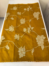 Organza saree with tissue applique work MK62 - Dark Mustard