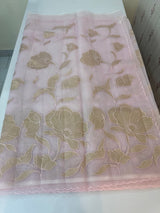 Organza saree with tissue applique work MS5081- Pastel Pink
