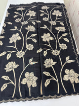 Malai chanderi saree with applique work MSM6201 Black