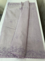 Moonga checks saree with Net Applique borders  MSH157 Lavender