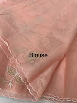 Viscose Organza saree with applique work-MSH238 PeachPink