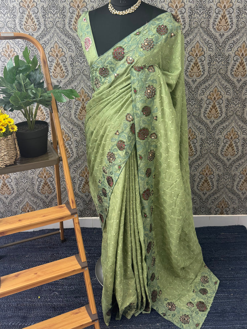 Phulkari NetKota embroidery saree - MPKS901