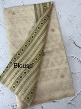 Semi chanderi tussar saree with brocade pallu and blouse MKT891 - Green