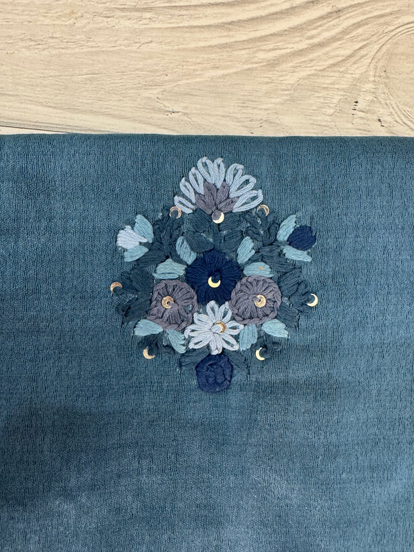 Semi tussar saree with Handwork MS44500 - Dusky TealBlue