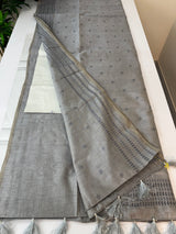 Blended tussar saree with cutwork - MJHG78 Grey