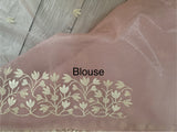 Glassy tissue organza saree with embroidery FKSF88- BabyPink