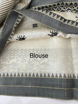 Blended tussar silk saree with embroidery- MSH490