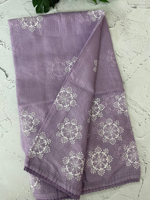 Soft kota checks saree with embroidery - MS7676