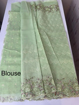 Phulkari NetKota embroidery saree - MPKS905 PistaGreen