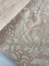 Mul chanderi applique work saree  MSH146 - PastelPeach