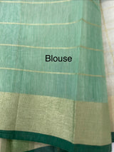 Checks semi chanderi saree  MS9871 - Green
