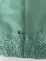 Semi Organza saree with applique and sequence borders - MCW699 DustyBlue