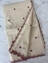 Chanderi Tissue silk saree with scalloped borders - MNM222 (thin lines)
