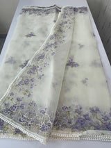 Organza saree with prints & hand embriodery work MS15333