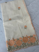 Mul chanderi embriodery saree with scalloped borders MSH176