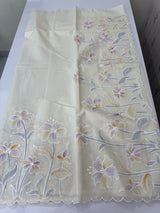 Soft mul chanderi saree with prints and embroidery MSH190 - Ivory