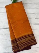 Soft crepe silk saree with zari weaving MSH1973- Orange to Brown