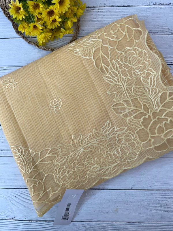 Soft kota silk saree with applique work MS85432 Yellow