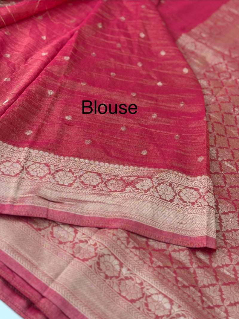 Banarasi crush georgette saree- MS1341 Deep PinkRed