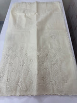 Mul chanderi applique work saree MSH183- OffWhite