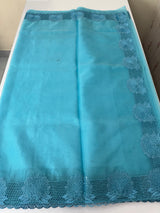 Organza saree with cutwork borders - MSH005- Blue