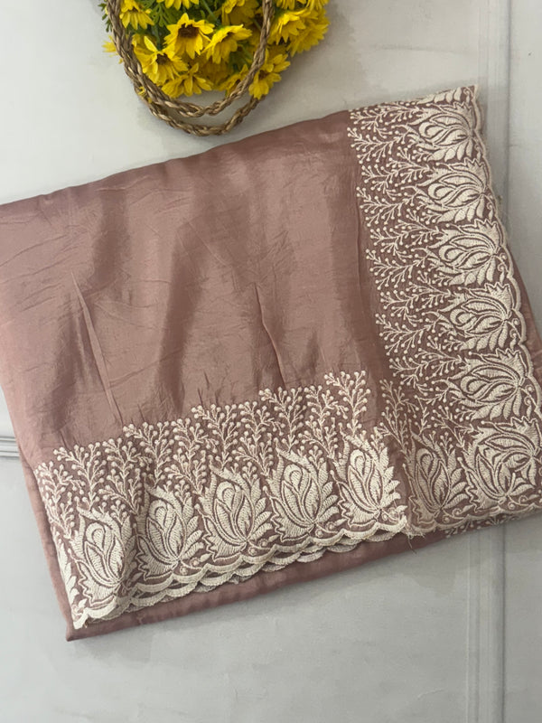 Crush Organza embroidery saree MS9739 Dusky NudePink