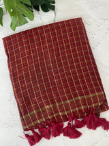 Soft mulcotton saree with zari checks MS4436