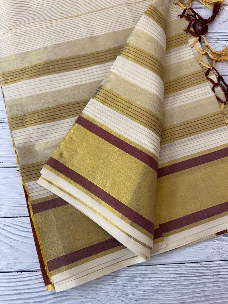 Kerala tissue saree- Gold lines