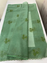 Organza saree with embroidery - MSH375 JadeGreen