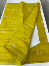 Kota  checks saree with embroidery - MS7679 GreenmixYellow