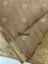Malai chanderi saree with embroidery work MSM890 Chiku