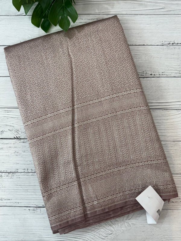 Banarasi semi katan saree in silver zari MS14667- NudePink