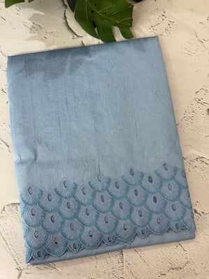 Crushed Matka Blended Tussar silk saree with cutwork borders MS4890 PowderBlue