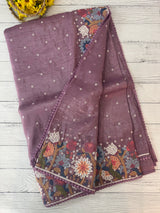 Crush Organza embroidery saree MS9741- DuskyWine