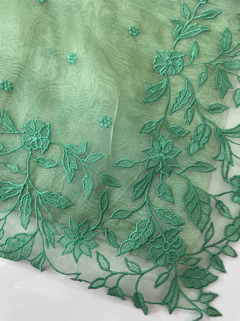 Tissue Organza saree with embriodery MS14638 JadeGreen
