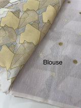 Jute Linen saree with zari & thread work MSH206 Lavender