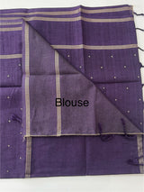 Tussar mix soft silk saree with Retta pettu borders - MST988 Purple