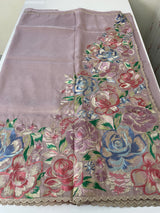 Tissue Georgette - Organza saree with 3d embriodery MS16307