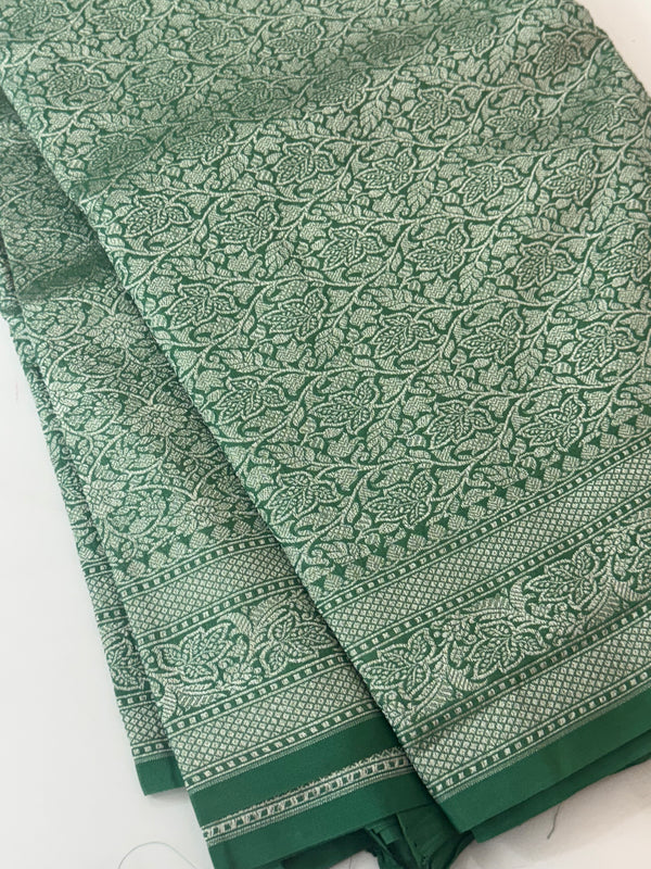 Banarasi semi katan saree in silver zari SHSNRIC