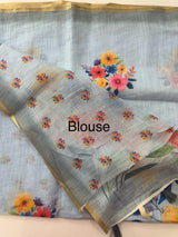 Digital printed semi Linen Saree MLS615- 6