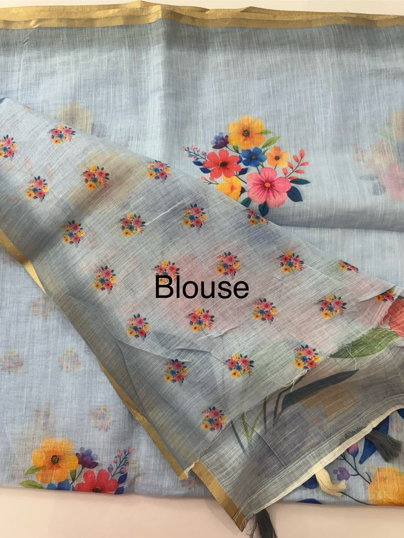 Digital printed semi Linen Saree MLS615- 6
