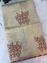 Semi chanderi tissue saree with applique work-  MSH9556