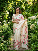 Soft semi silk saree with digital prints and zari weaving MSR690